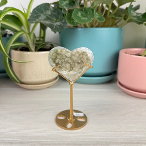 Hand-Carved Uruguayan Rainbow Amethyst Heart (W/ Custom Stand)
