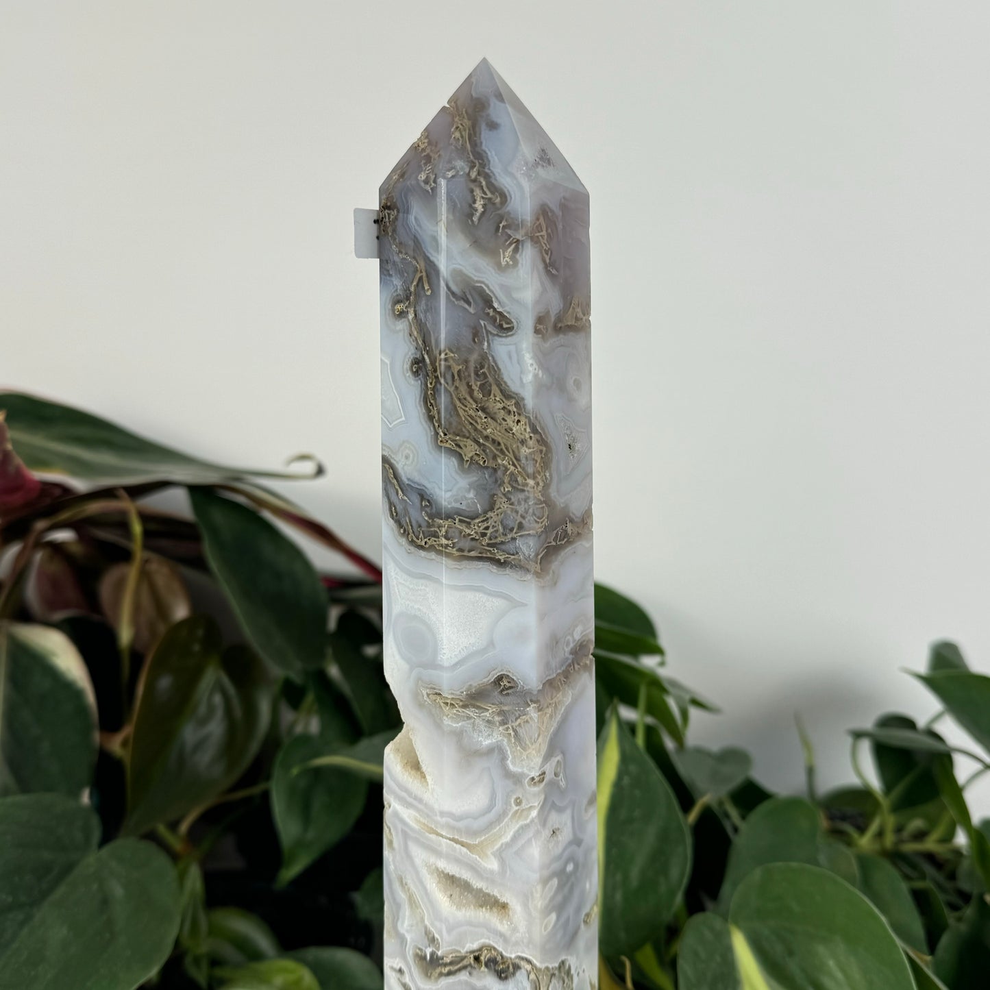 Snowy Moss Agate Tower