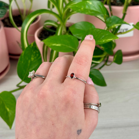 Sterling Silver Stackable Garnet Ring