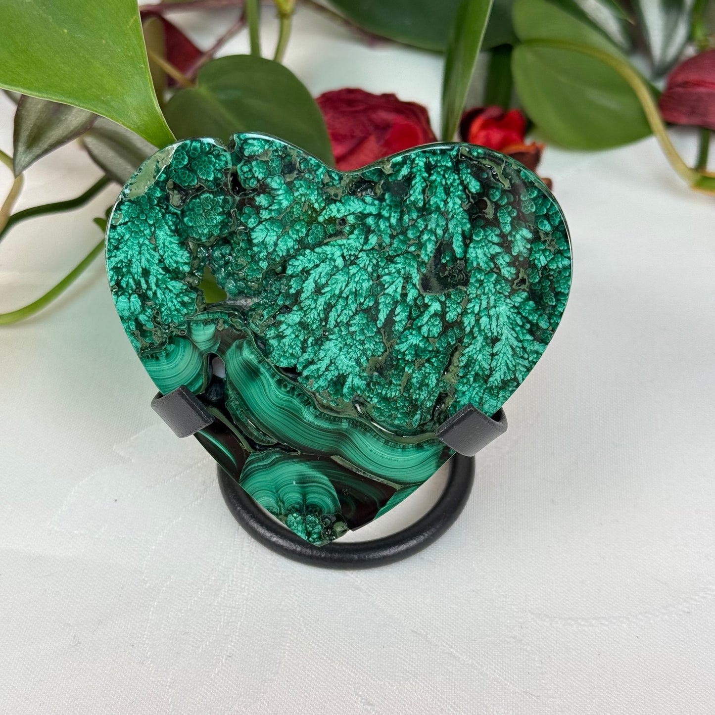 Velvet Flower Malachite Love Heart