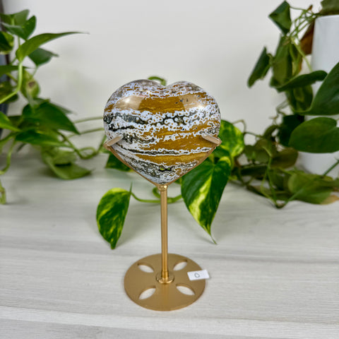 Ocean Jasper Heart (W/ Custom Stand)
