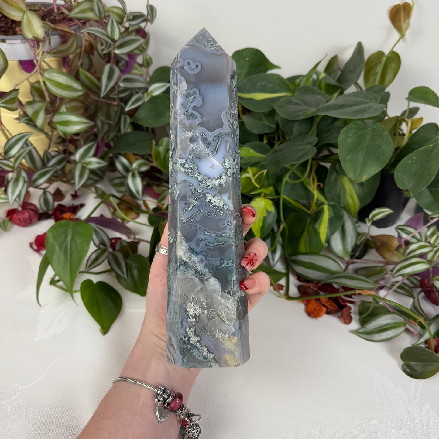 Imperfect XL Moss Agate Tower