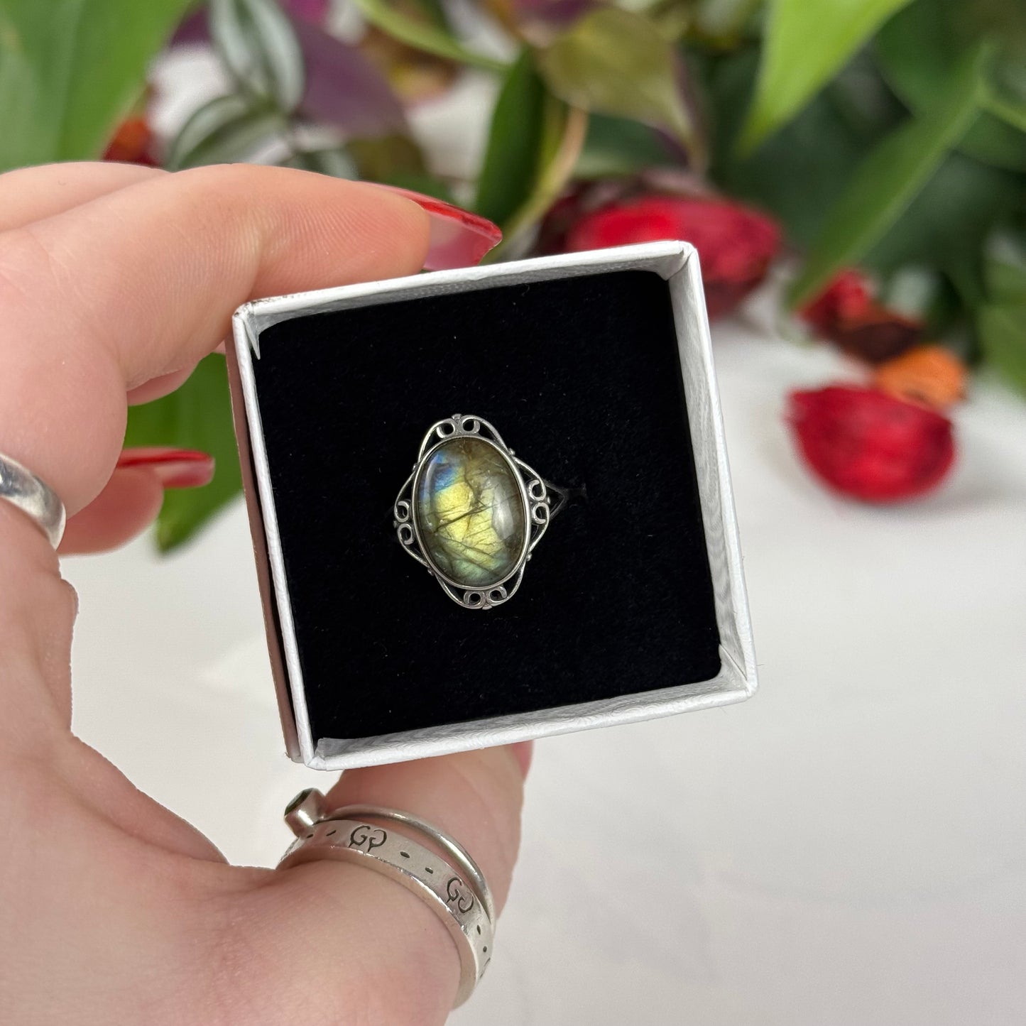 Adjustable Labradorite Ring