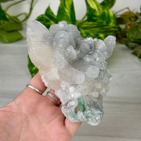 Deep Green Fluorite with Calcite Specimen