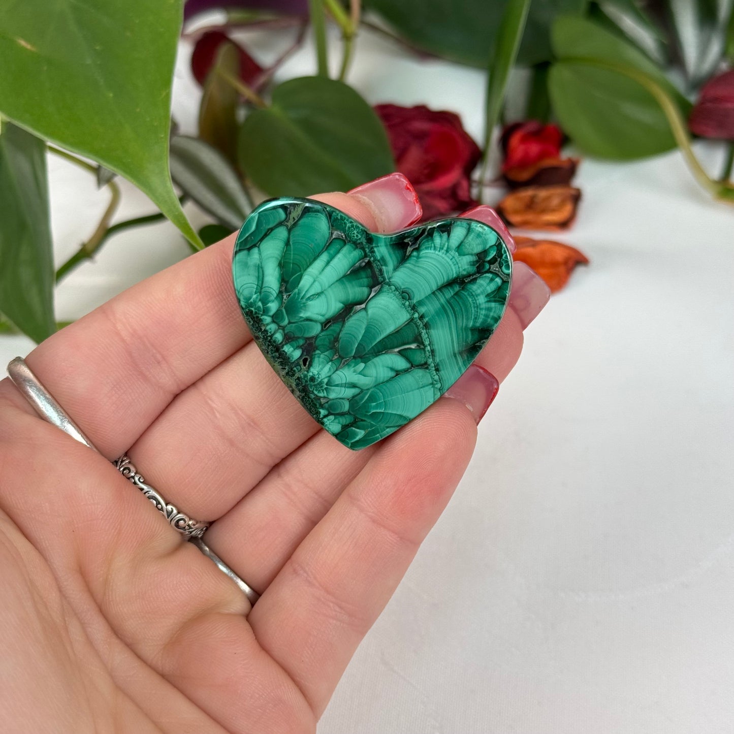 Velvet Flower Malachite Love Heart