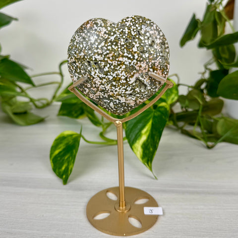 Ocean Jasper Heart (W/ Custom Stand)