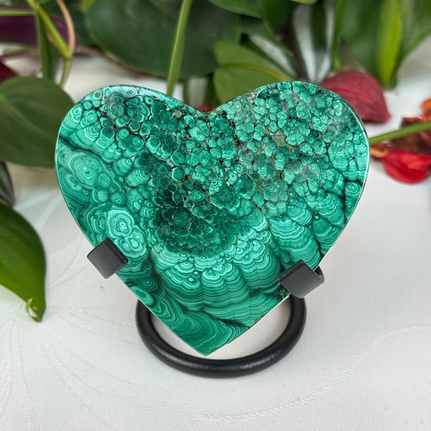 Velvet Flower Malachite Love Heart