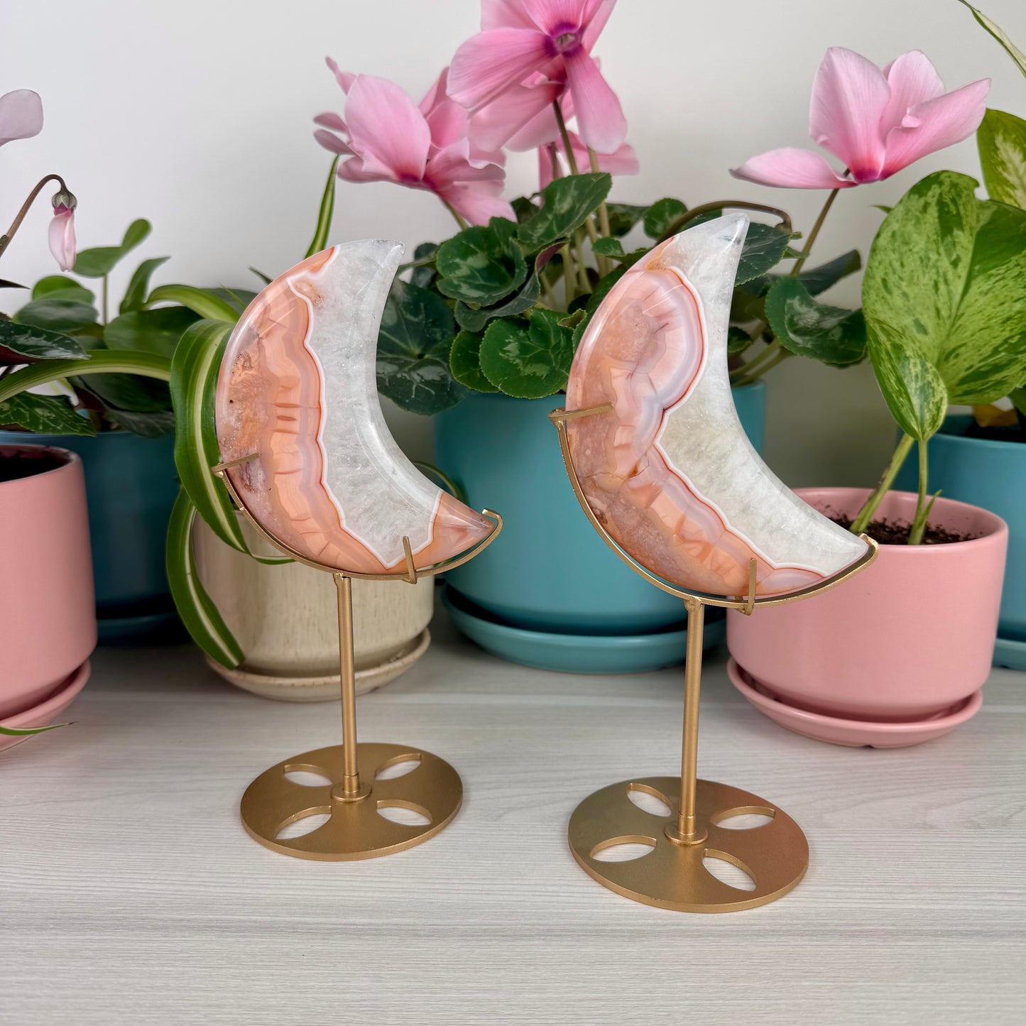 Pink Carnelian Moon (W/ Stand)