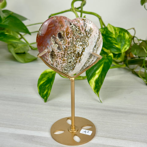 Ocean Jasper Heart (W/ Custom Stand)