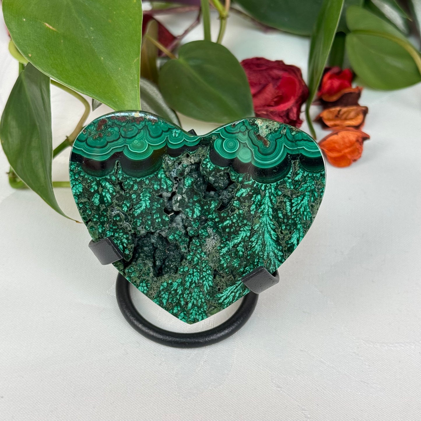 Velvet Flower Malachite Love Heart