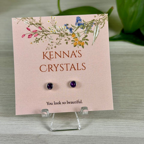 Sterling Silver Amethyst Stud Earrings