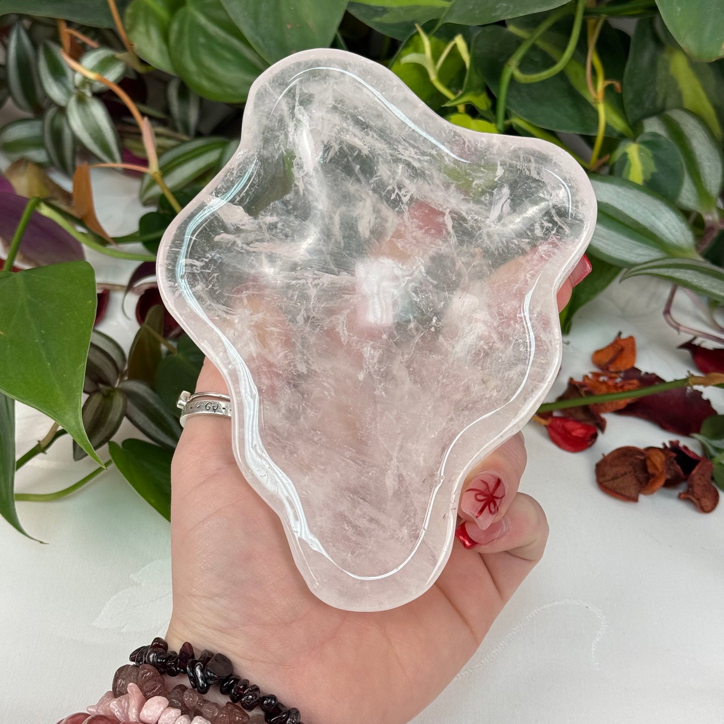 Clear Rose Quartz Dish