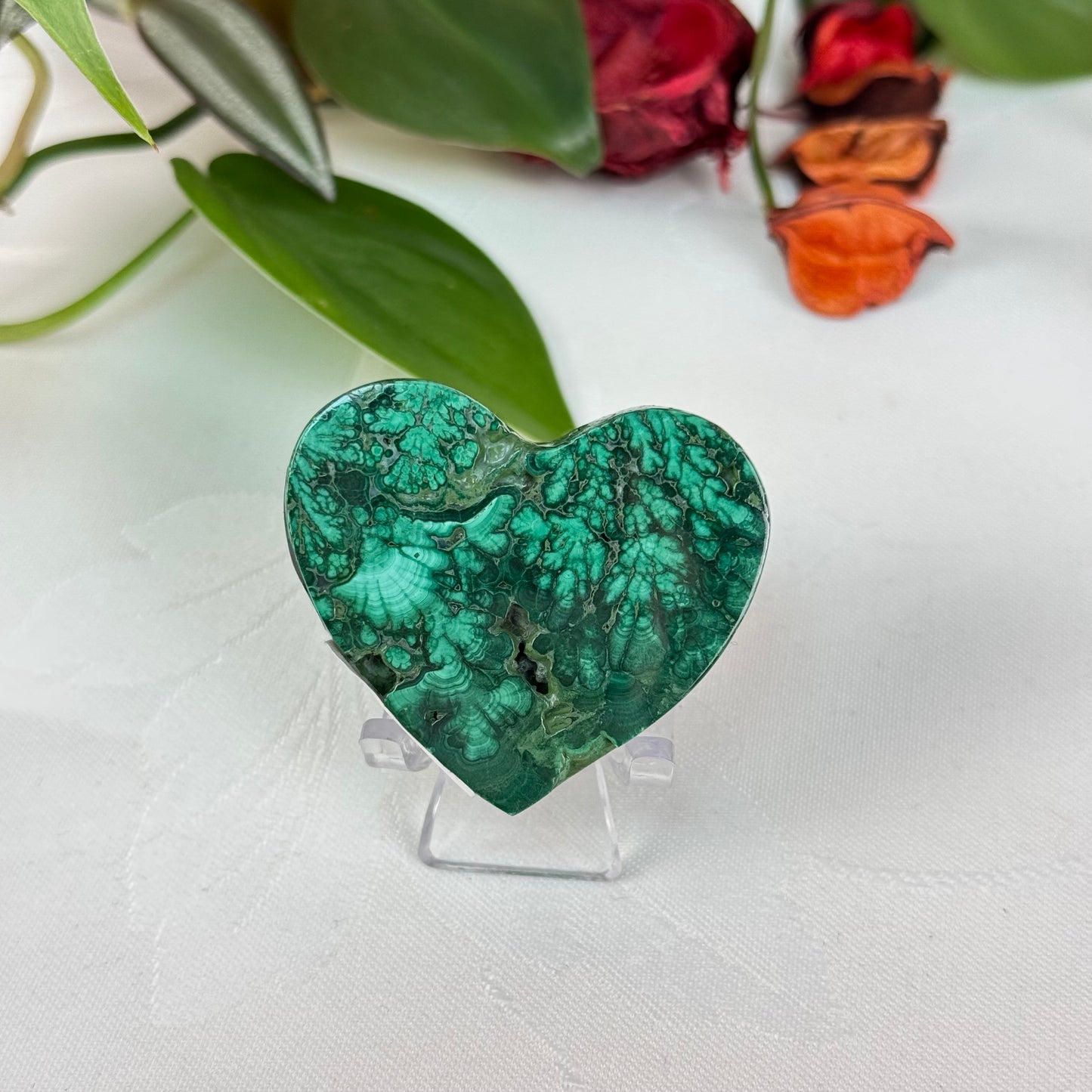 Velvet Flower Malachite Love Heart