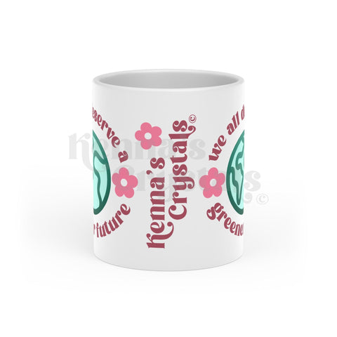 "We All Deserve A Greener Future" Earth Day Heart-Shaped Mug, 11oz