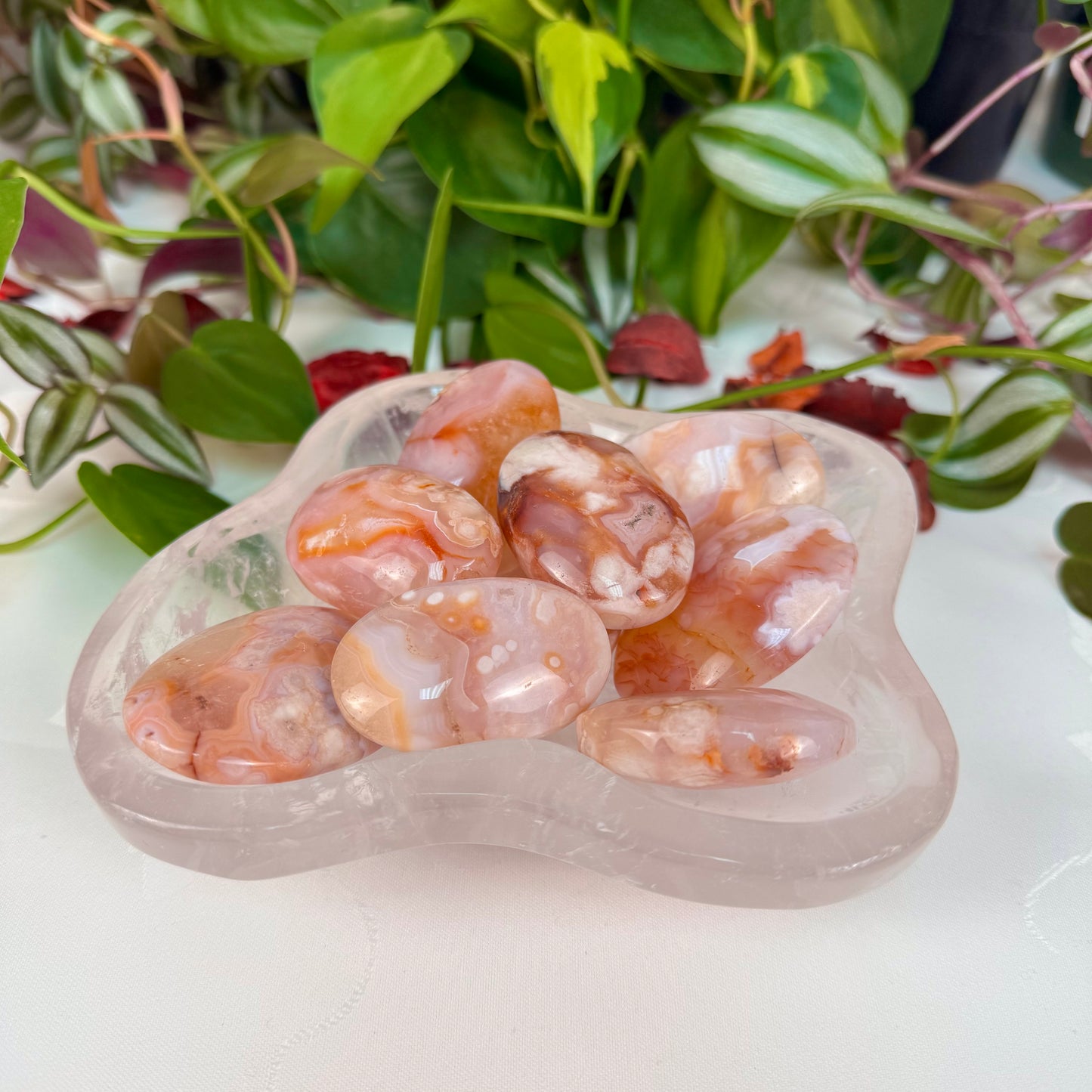 Cherry Blossom Agate Palm Stone