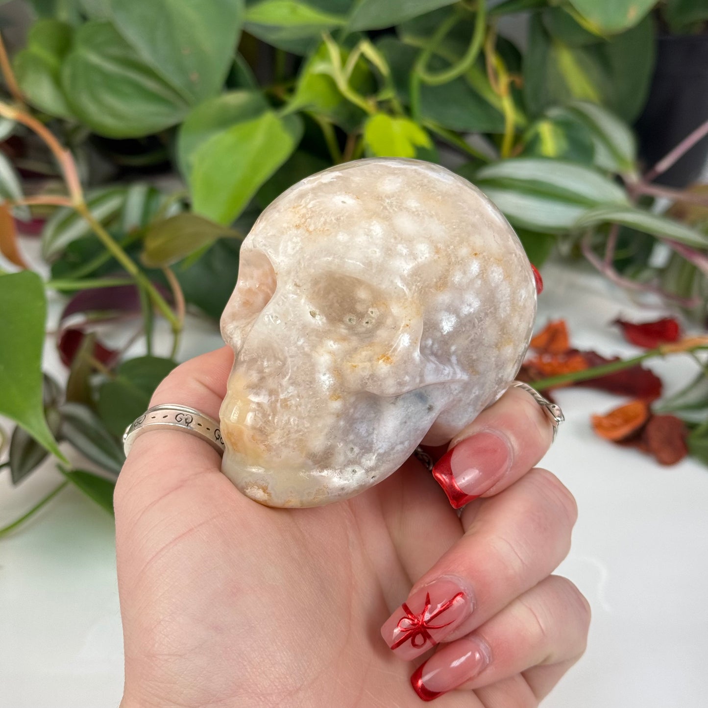 Flower Agate Skull