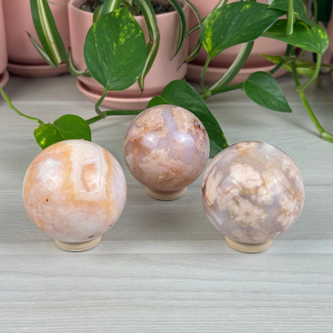 Creamy Pink Flower Agate Sphere