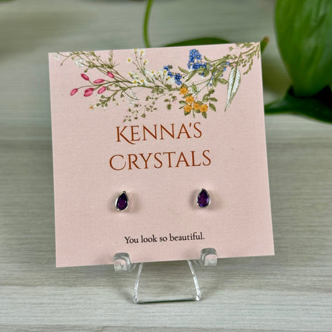 Sterling Silver Amethyst Stud Earrings