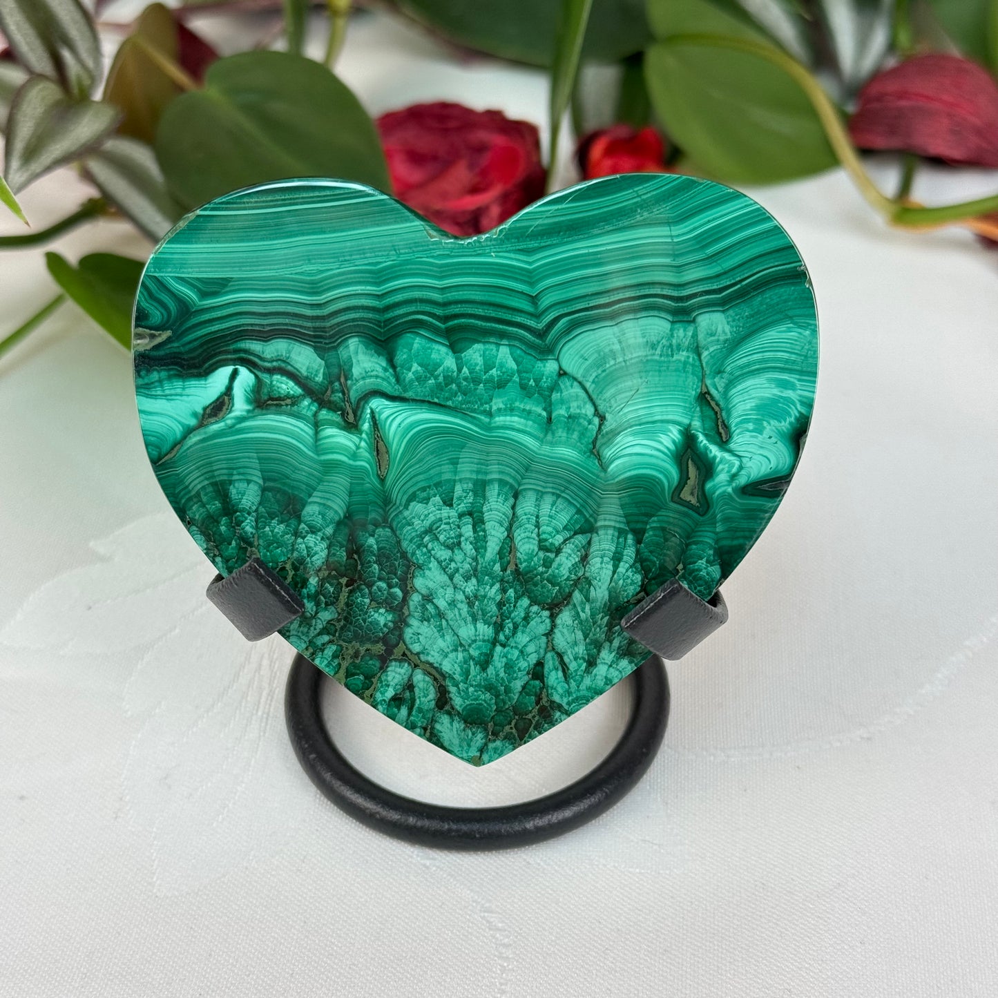 Velvet Flower Malachite Love Heart