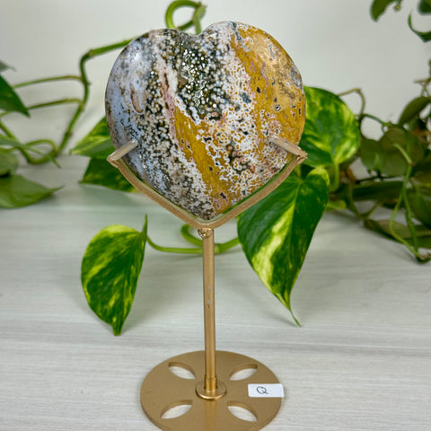 Ocean Jasper Heart (W/ Custom Stand)