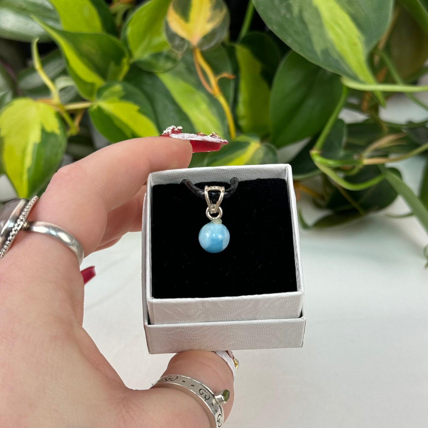 Larimar Sphere Pendant (Set In Sterling Silver)