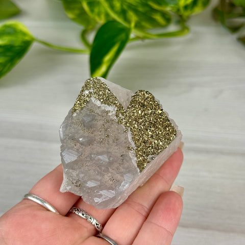 Pink Calcite with Glitter Pyrite Specimen (UV Reactive)