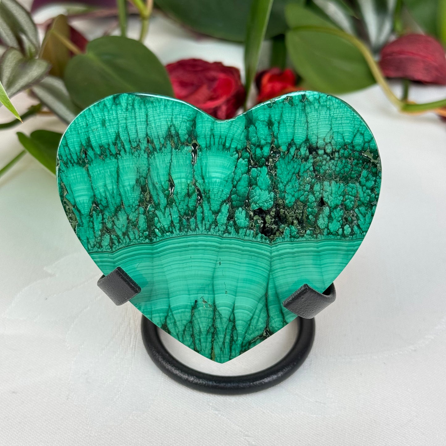 Velvet Flower Malachite Love Heart