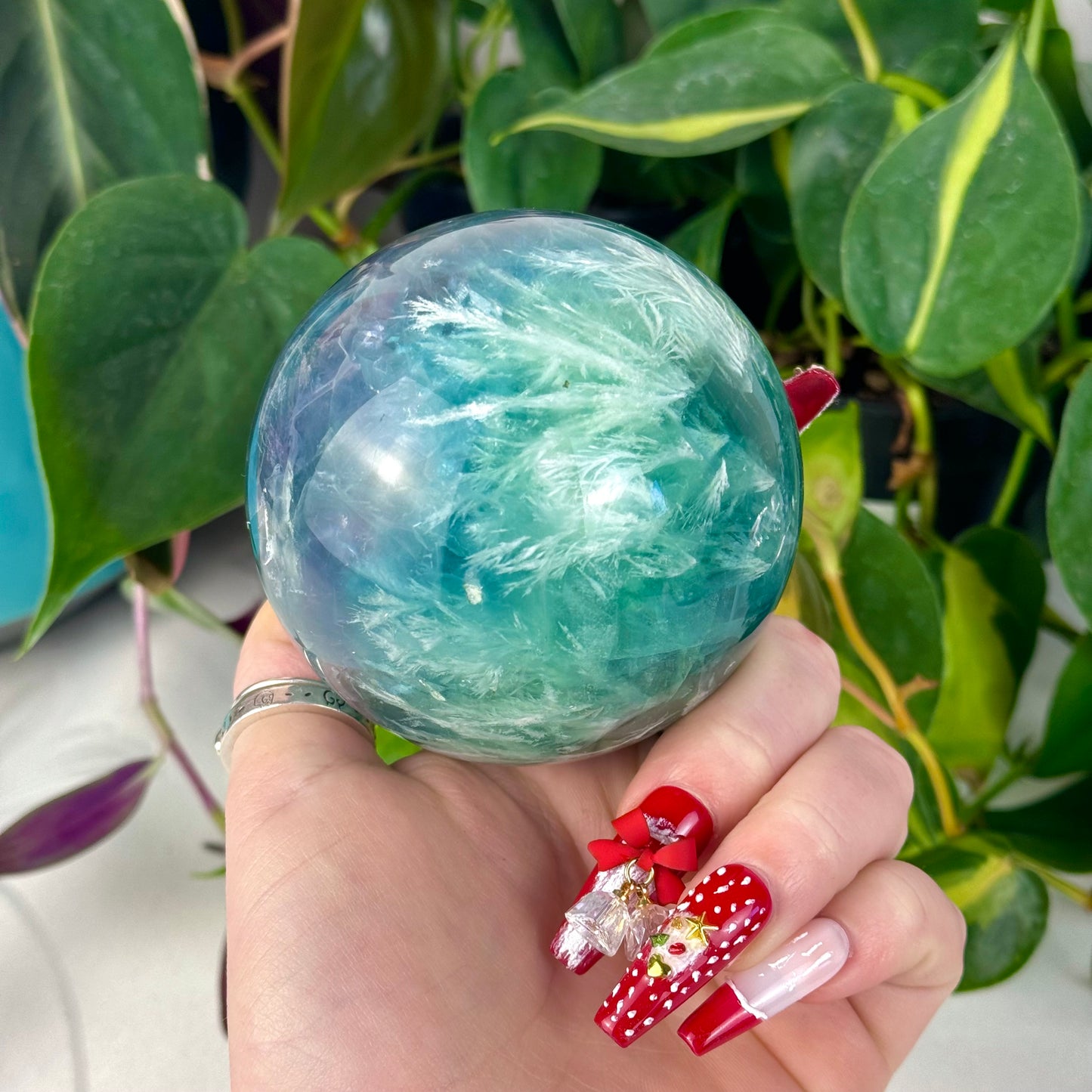 Feather Fluorite Sphere