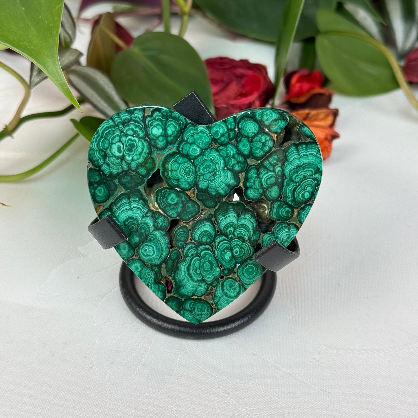 Velvet Flower Malachite Love Heart