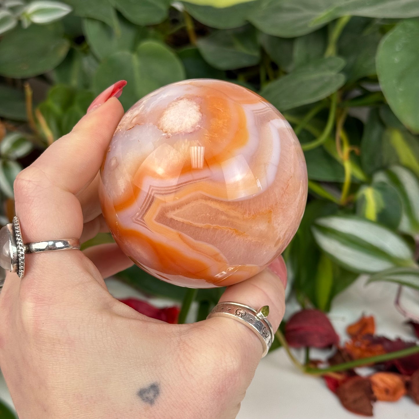 Cherry Blossom Agate Sphere