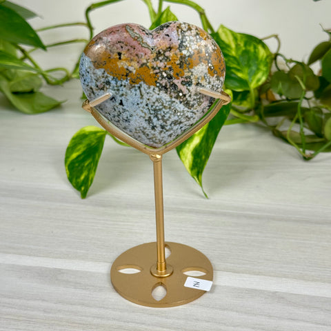 Ocean Jasper Heart (W/ Custom Stand)