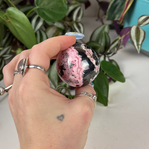 Bubble Gum Peruvian Rhodonite Sphere