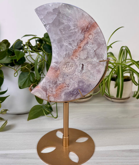 Pink Amethyst Moon (W/ Custom Stand)