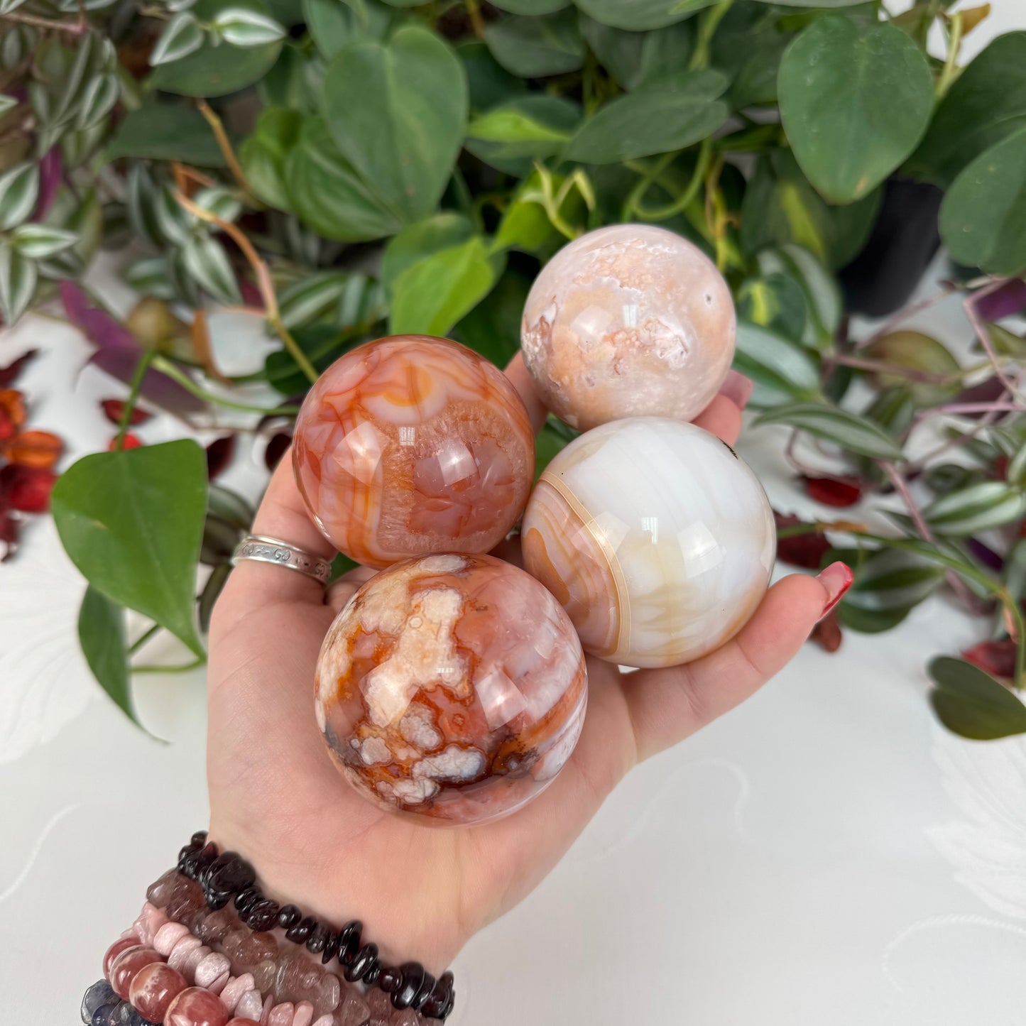 Cherry Blossom Agate Sphere