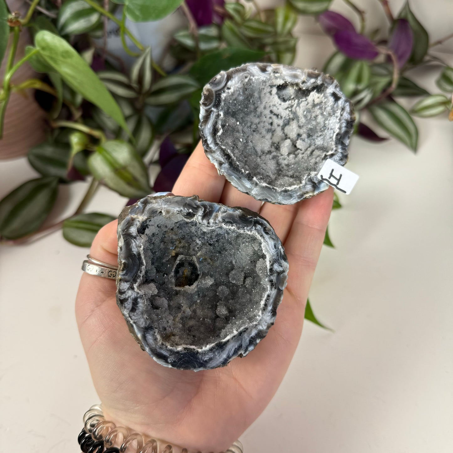 Druzy Agate Geode Pair