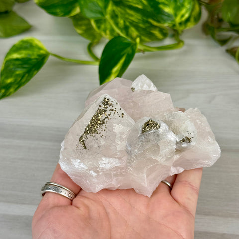 Pink Calcite with Glitter Pyrite Specimen (UV Reactive)