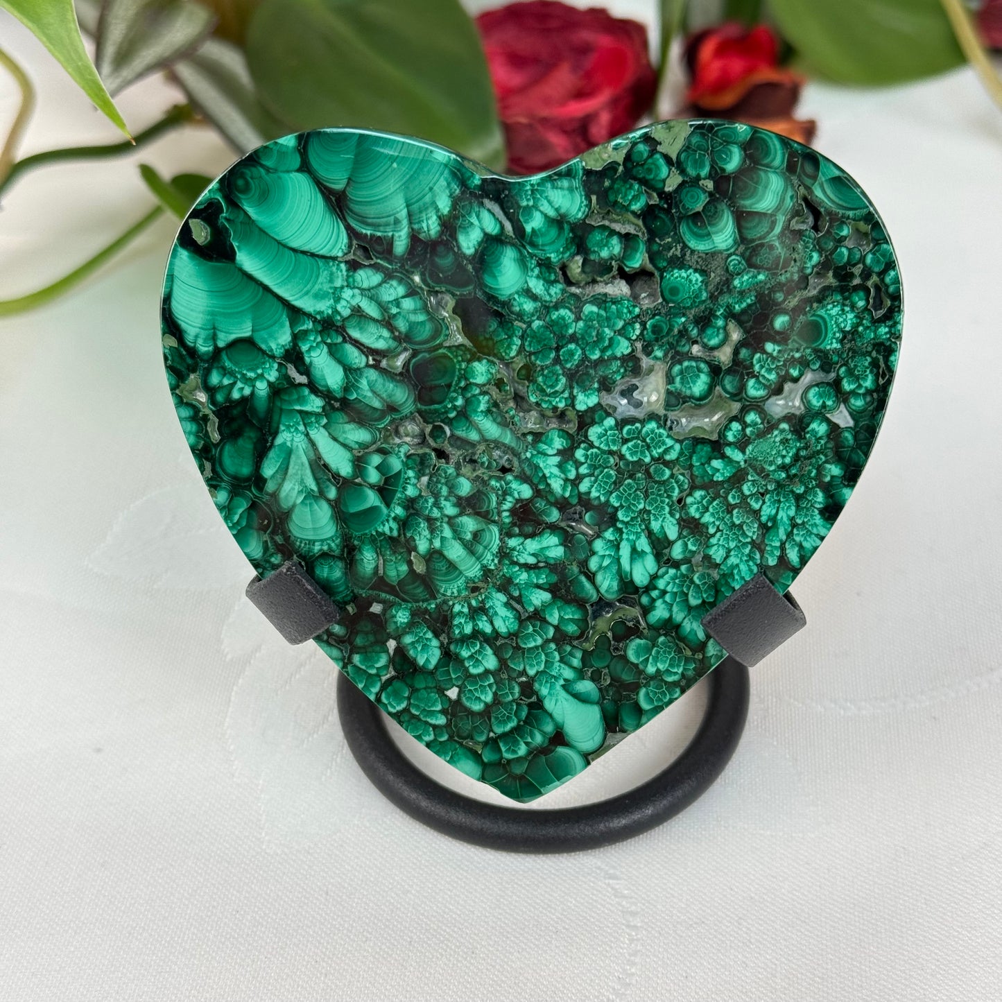 Velvet Flower Malachite Love Heart