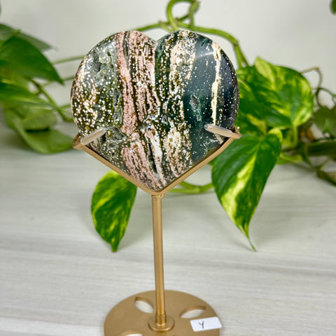 Ocean Jasper Heart (W/ Custom Stand)