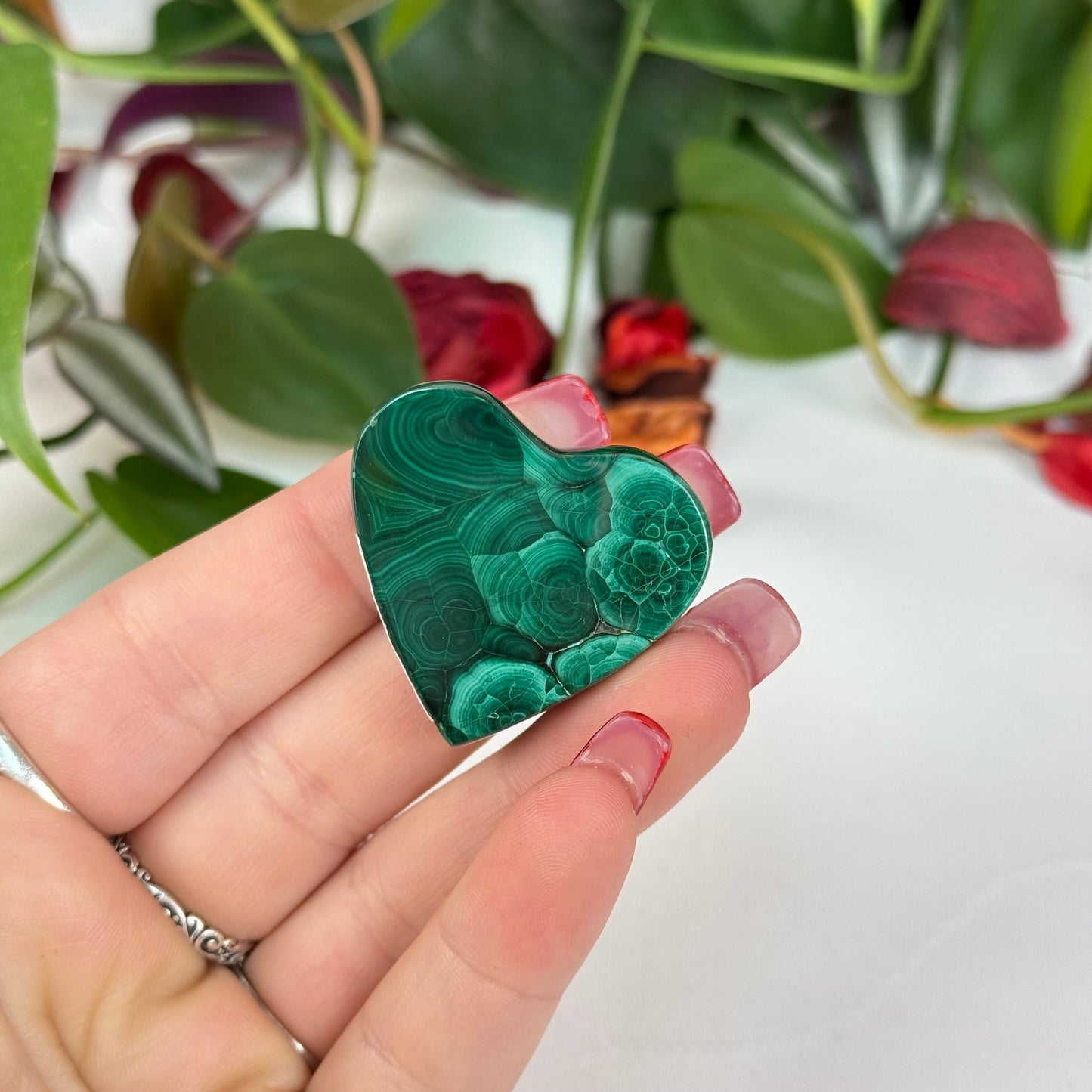 Velvet Flower Malachite Love Heart