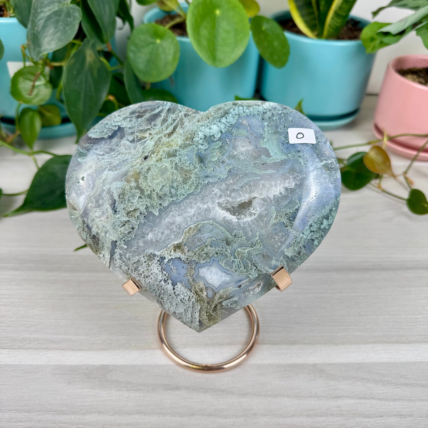 XL Moss Agate Love Heart