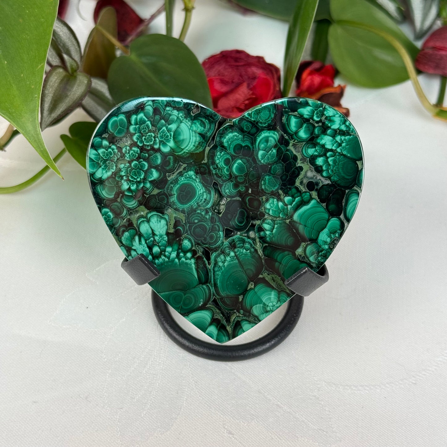 Velvet Flower Malachite Love Heart