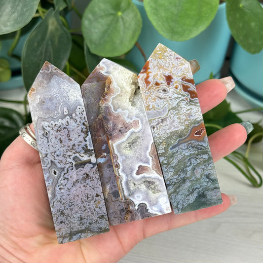 Purple Moss Agate Tower