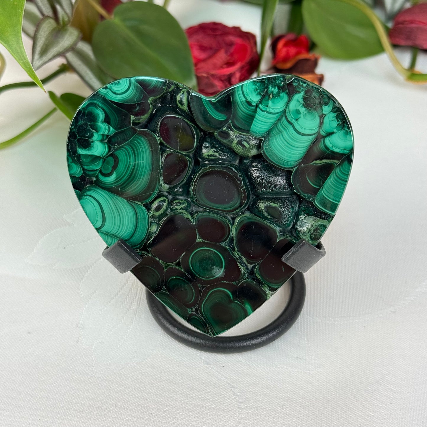 Velvet Flower Malachite Love Heart