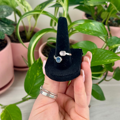 Sterling Silver Adjustable Aquamarine & Morganite Ring