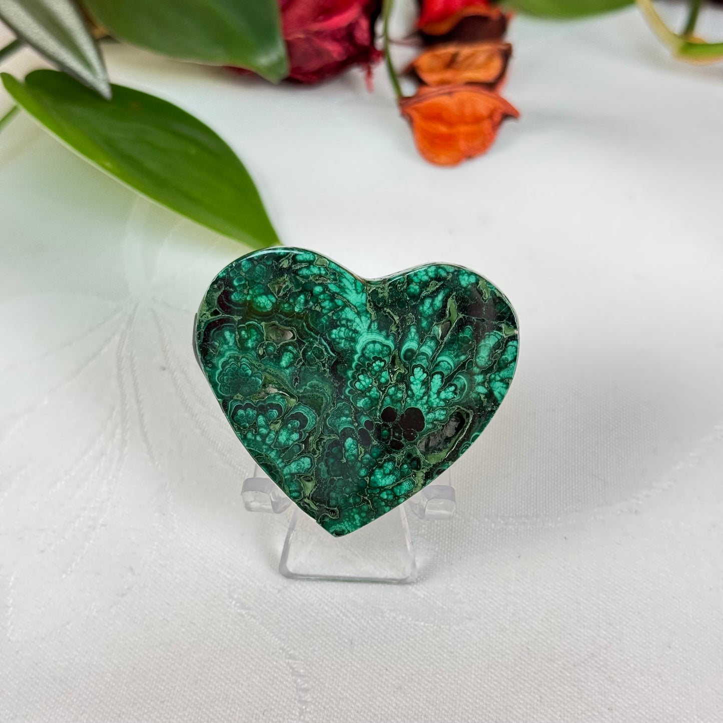 Velvet Flower Malachite Love Heart