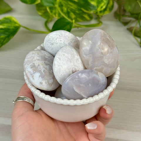 Snow Agate Palm Stone