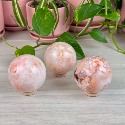 Creamy Pink Flower Agate Sphere
