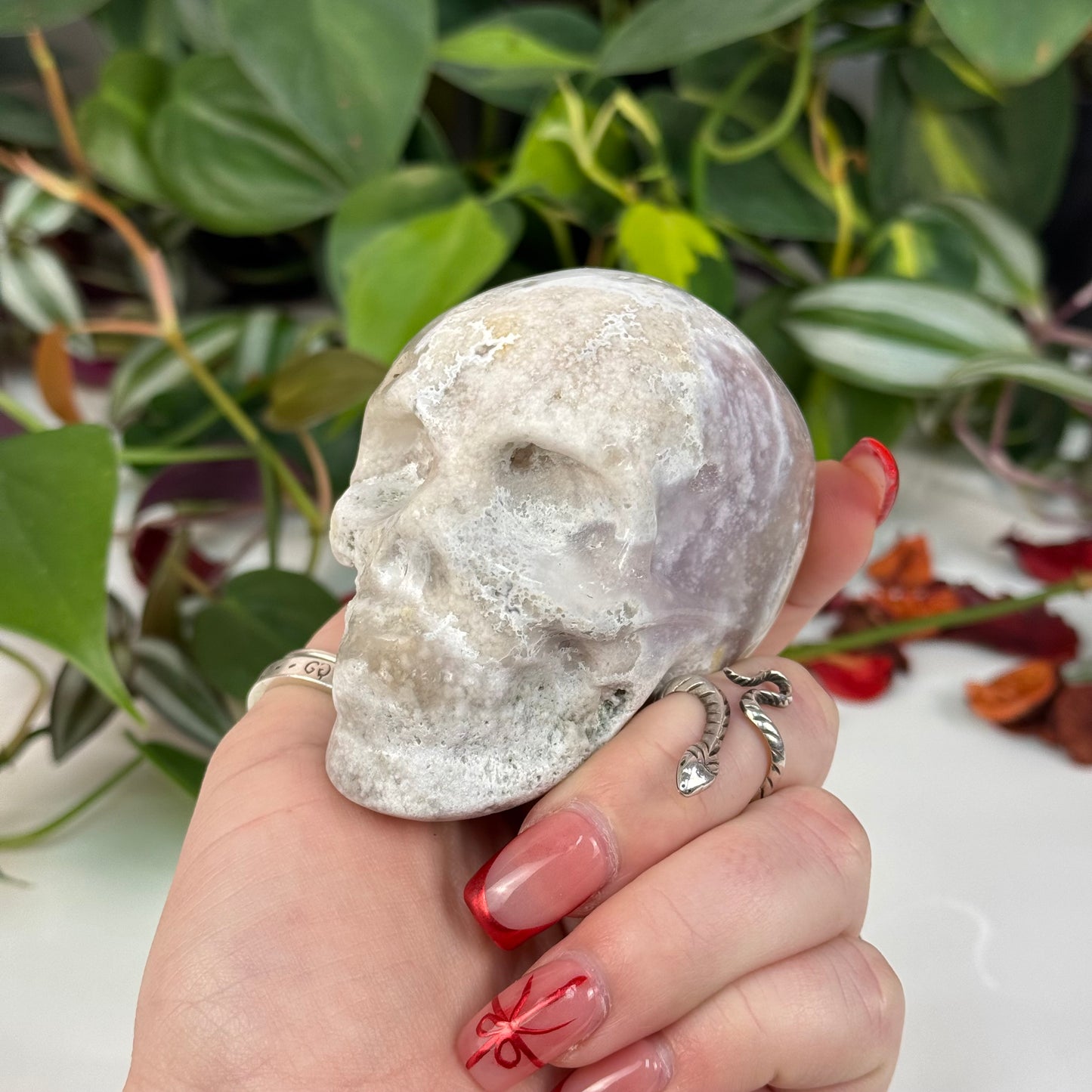 Flower Agate Skull