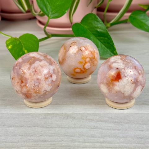 Creamy Pink Flower Agate Sphere