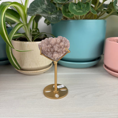 Hand-Carved Uruguayan Rainbow Amethyst Heart (W/ Custom Stand)